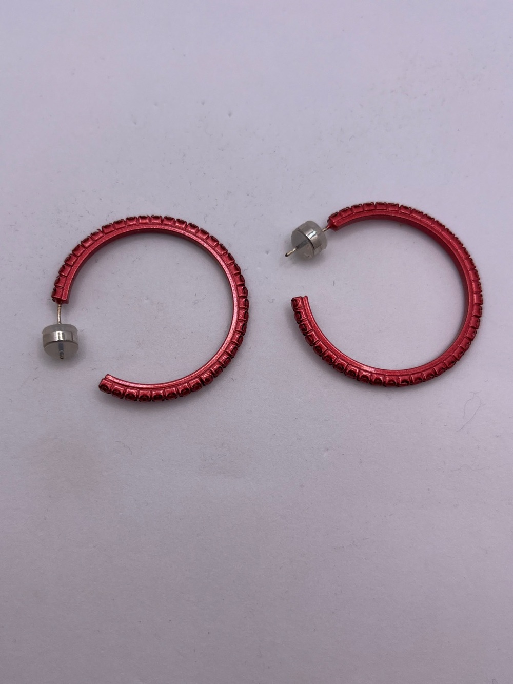 “Ava” Hoop Earrings - Metallic Matte Strawberry